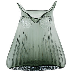 Magpie Tall Glass Owl Vase, Blue